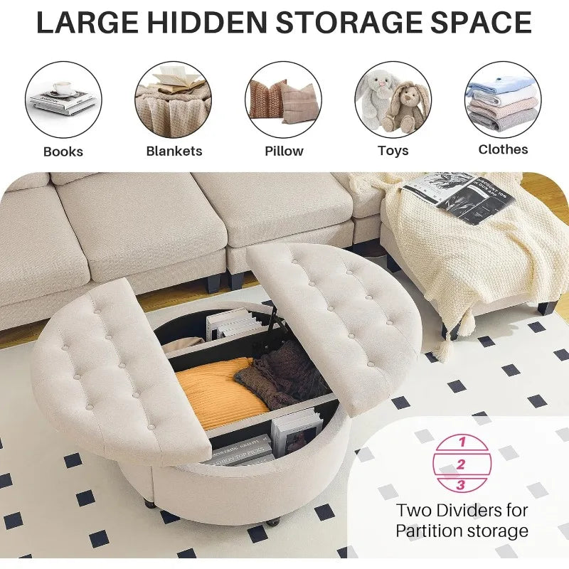35" Round with Storage,Coffee Table