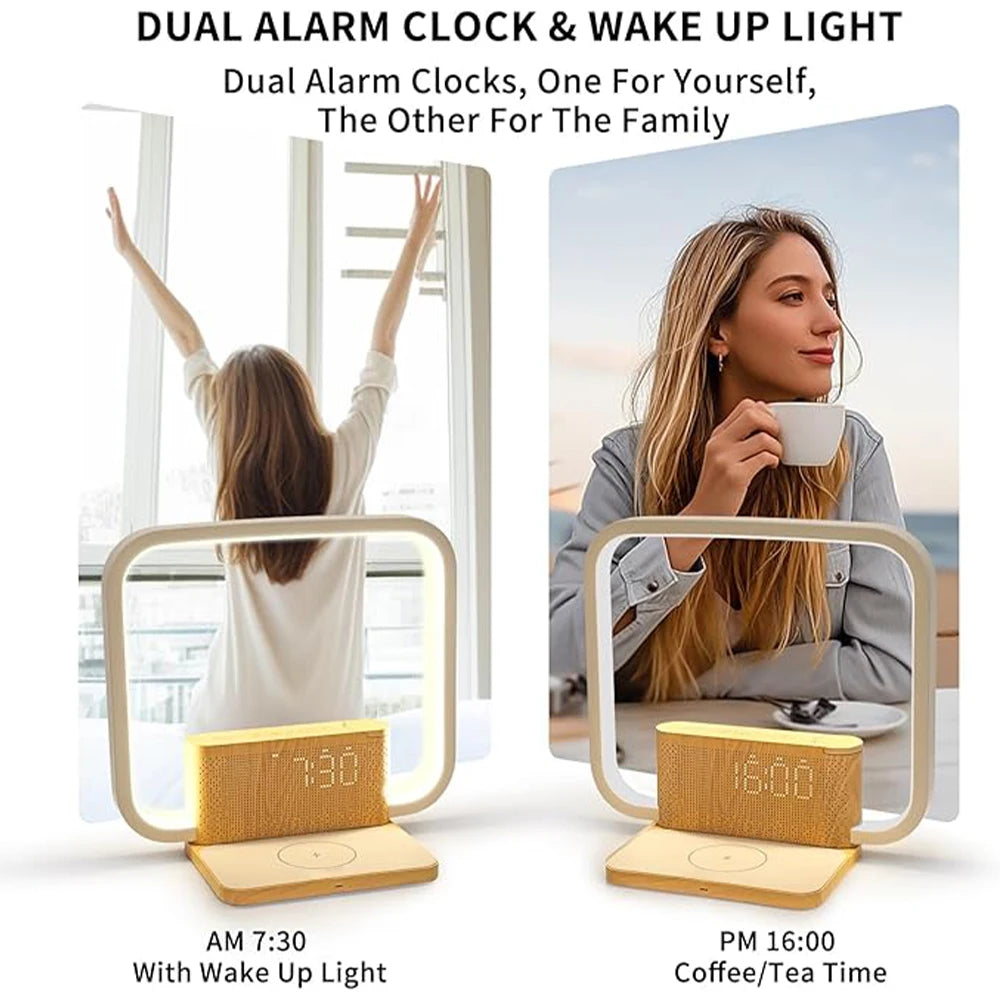 Night light bedside table lamp, wirelessly charged