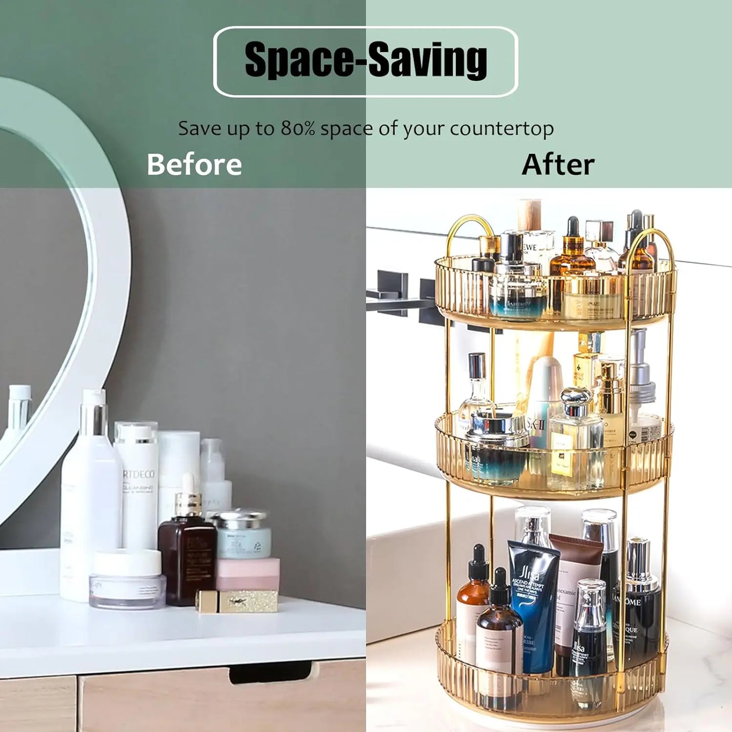 Rotating Makeup Organizer for Vanity 3 Tier