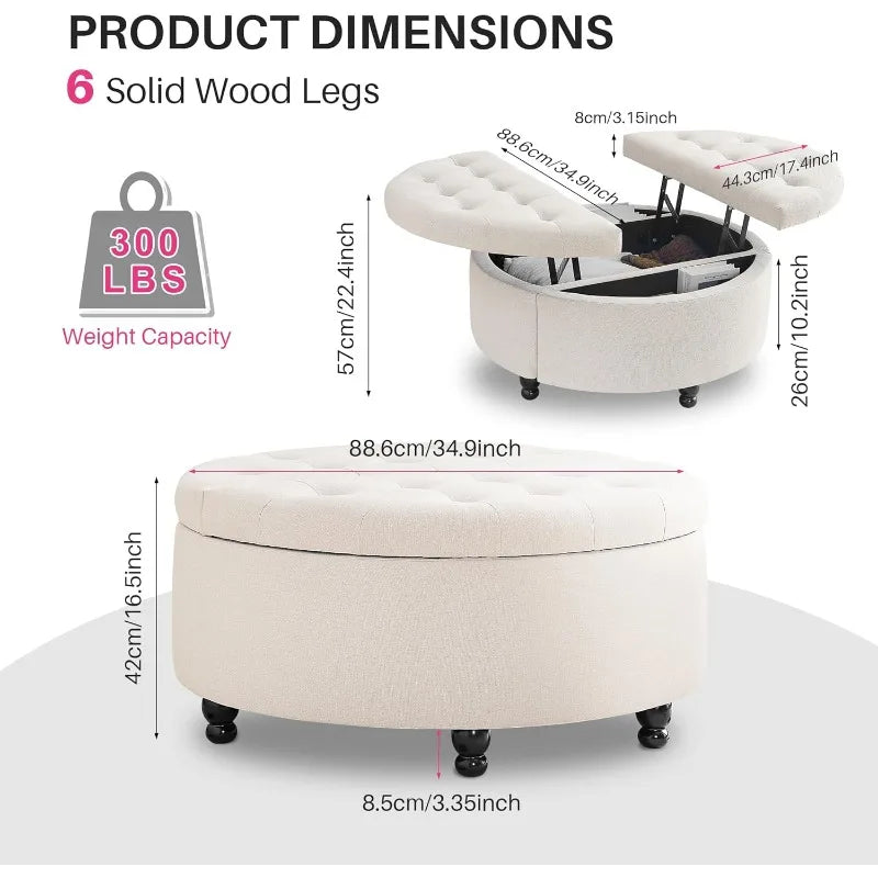 35" Round with Storage,Coffee Table