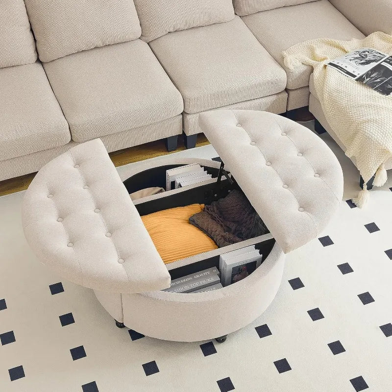 35" Round with Storage,Coffee Table