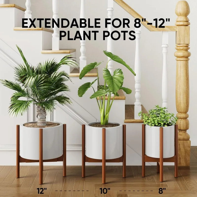 2 Pack Mid Century Modern Plant Stands with 2 Tier Use Method
