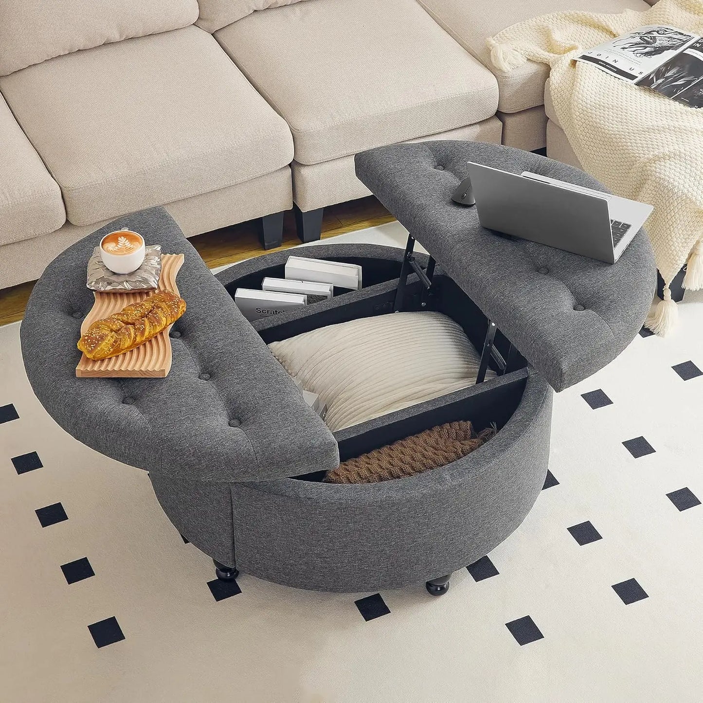 35" Round with Storage,Coffee Table