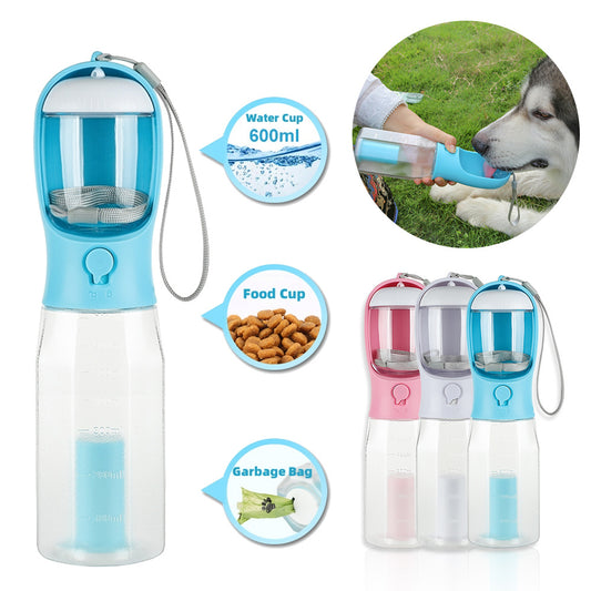 Portable Cat Dog Water Bottle Food Feeder3 In 1