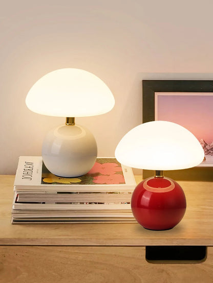 New White Mushroom Table Lamp