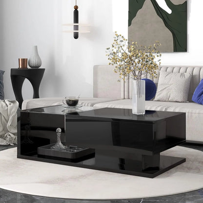 High-Gloss Modernist 2-Tier Center Table for Living Room