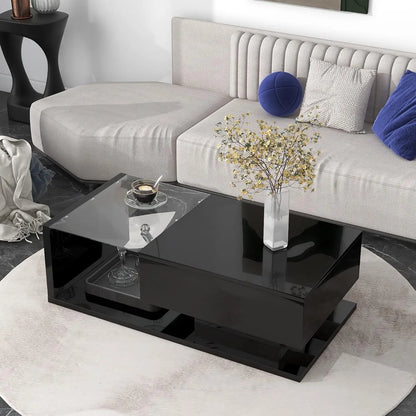 High-Gloss Modernist 2-Tier Center Table for Living Room
