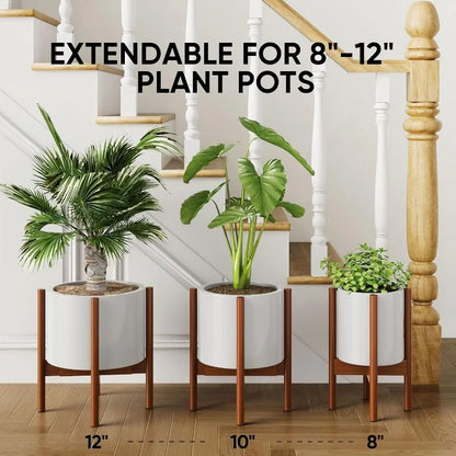 2 Pack Mid Century Modern Plant Stands with 2 Tier Use Method