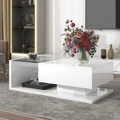 High-Gloss Modernist 2-Tier Center Table for Living Room
