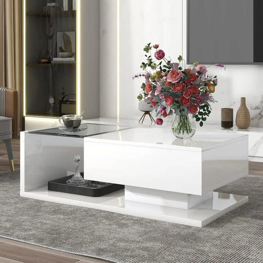 High-Gloss Modernist 2-Tier Center Table for Living Room