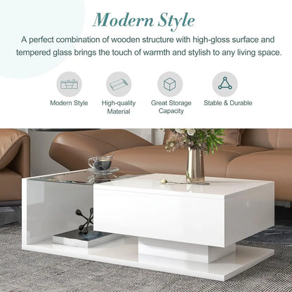 High-Gloss Modernist 2-Tier Center Table for Living Room