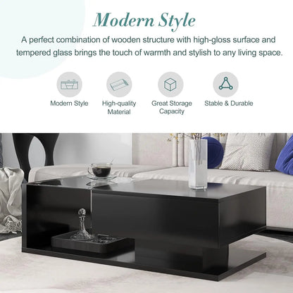 High-Gloss Modernist 2-Tier Center Table for Living Room