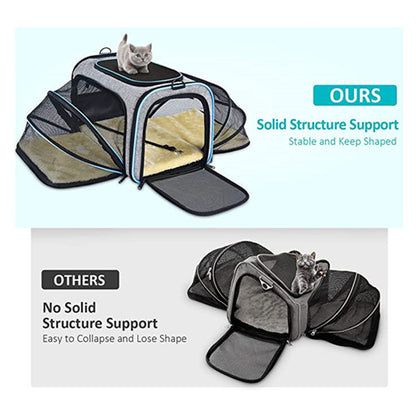 Carrier For Cat Pet Airline Approved Expandable Foldable Soft dog and Cat Travel Bag